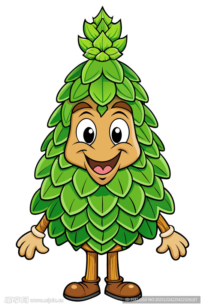 绿叶装扮的可爱树人形象