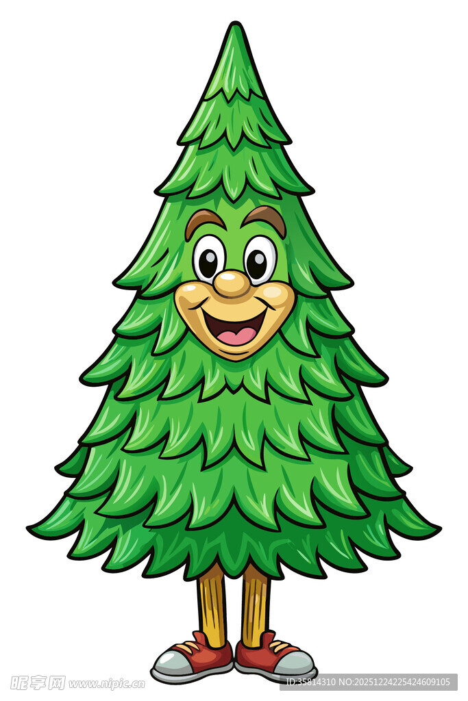 卡通笑脸圣诞树形象