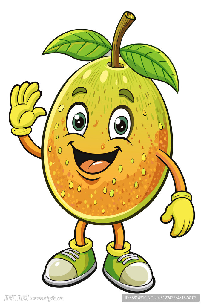 卡通橙子形象友好打招呼