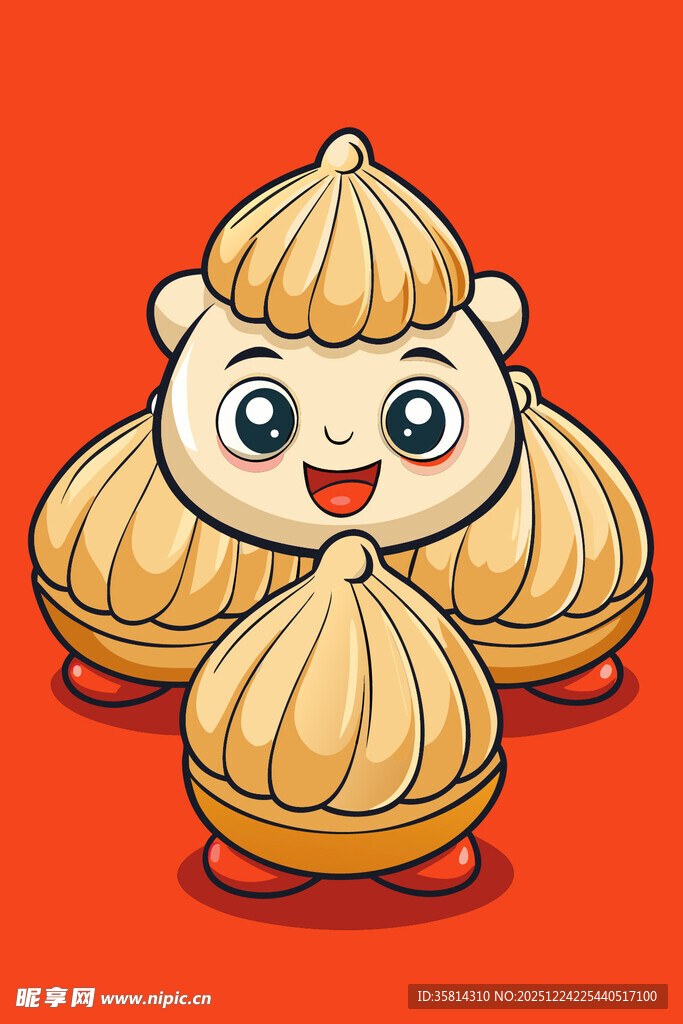 可爱卡通烧麦形象展示