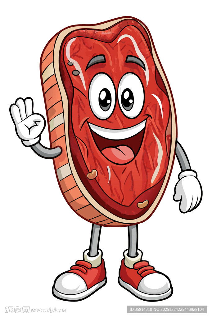 微笑牛排卡通形象打招呼