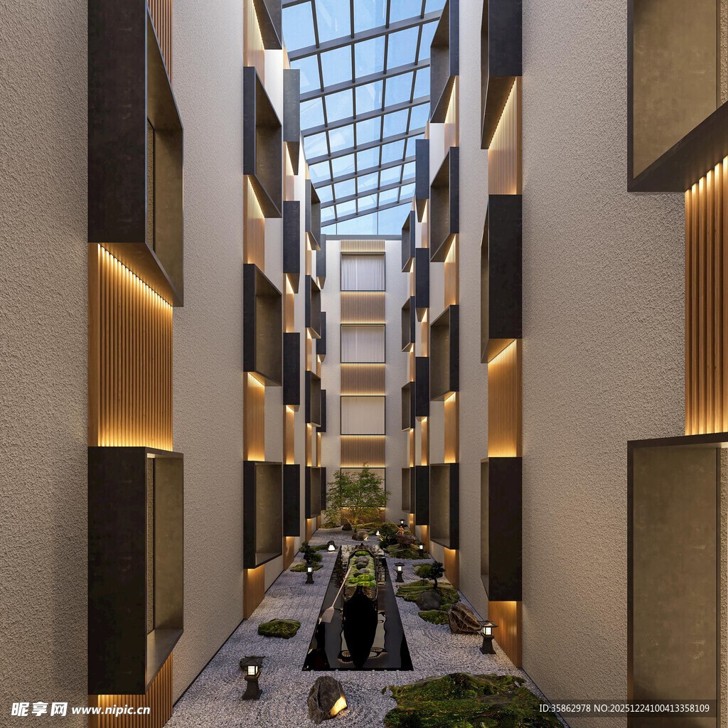 现代时尚室内中庭景观