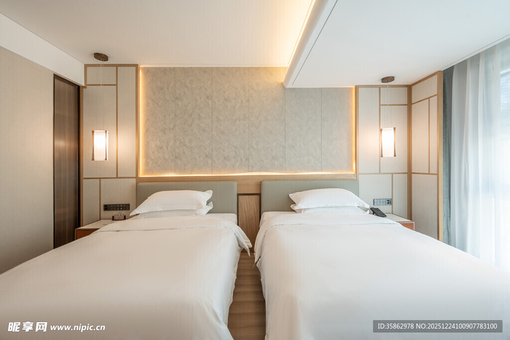 现代简约风格双床酒店客房