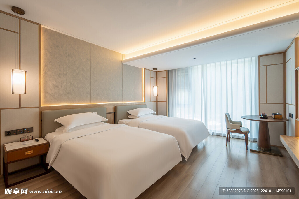 现代简约风格双床酒店客房