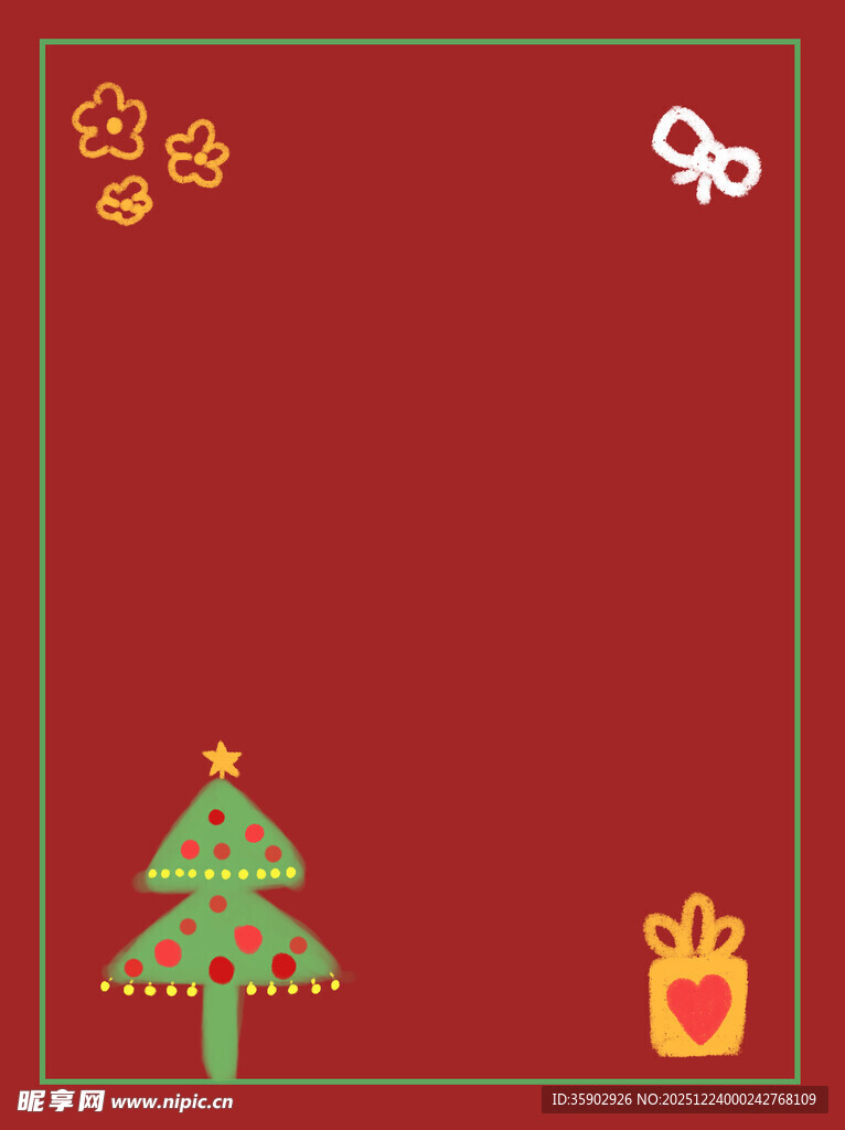 红色背景圣诞元素装饰图