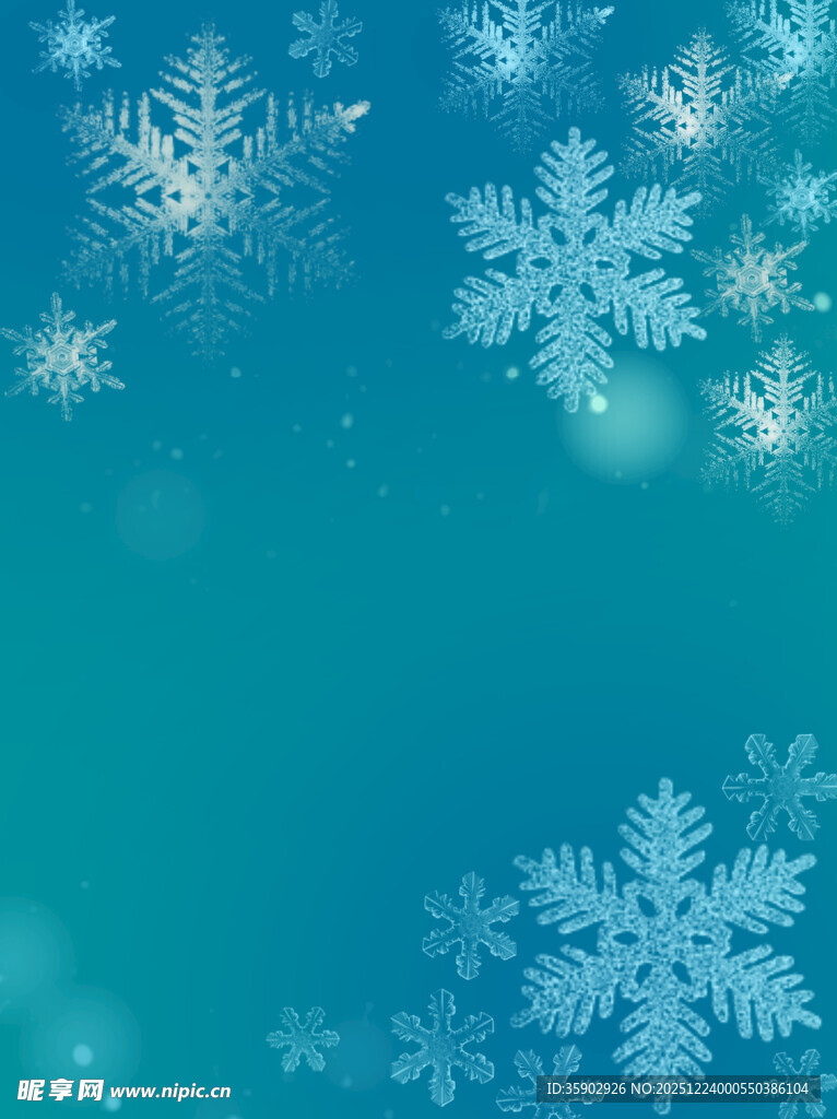 蓝色背景雪花装饰图案