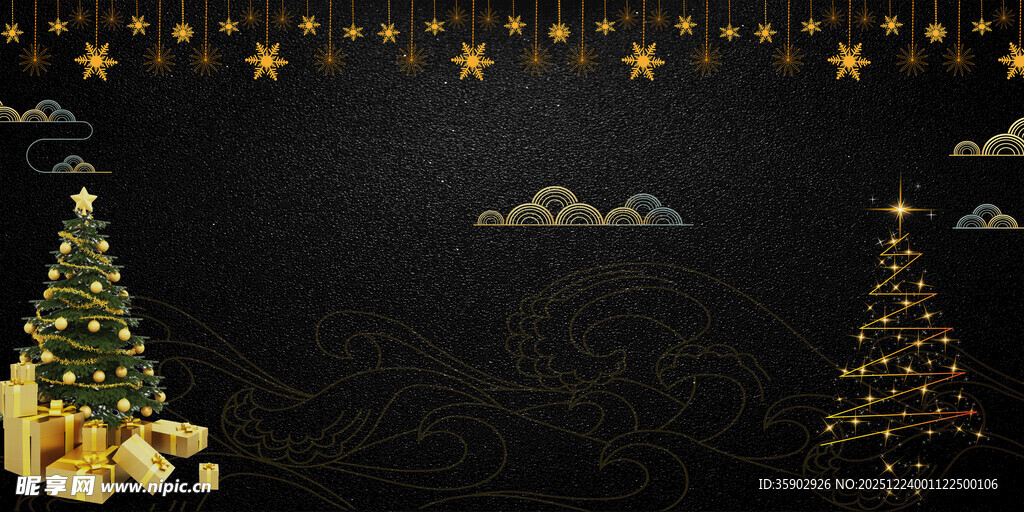 梦幻圣诞夜景装饰图