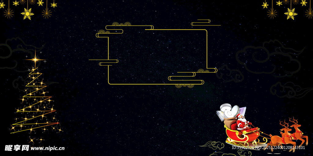 圣诞夜景与驯鹿装饰画面