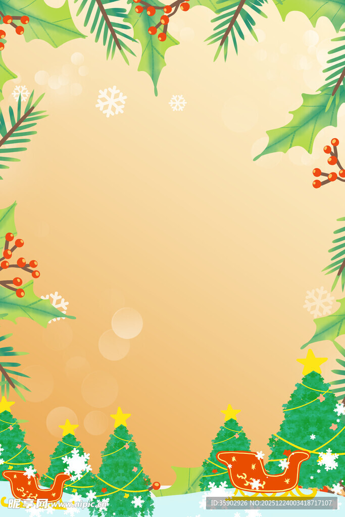 圣诞雪景边框背景图