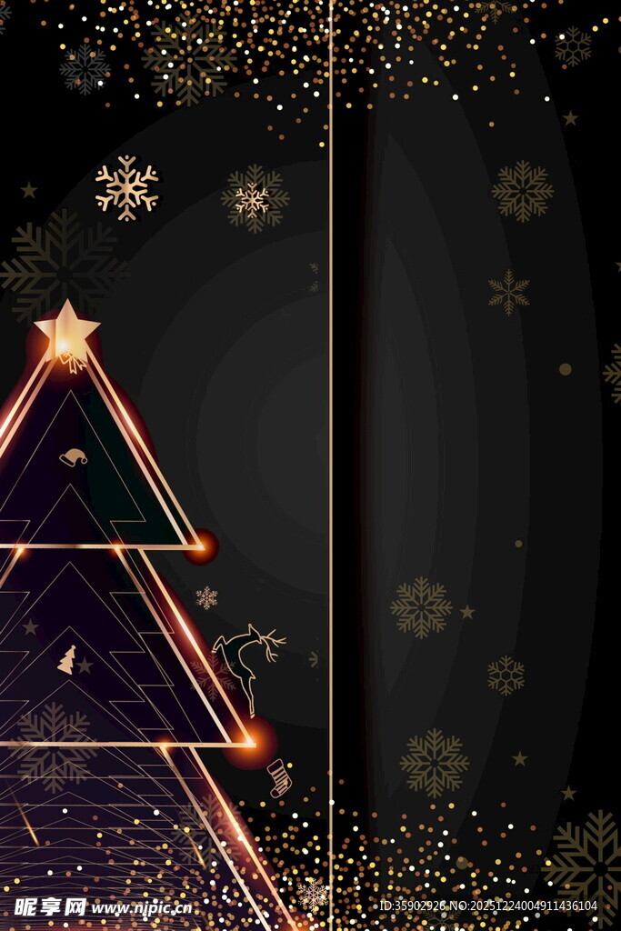 梦幻金色圣诞树节日背景