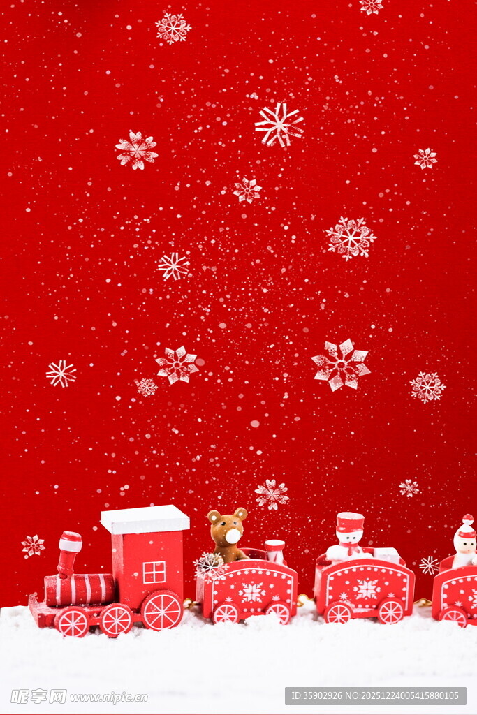 红色圣诞装饰场景