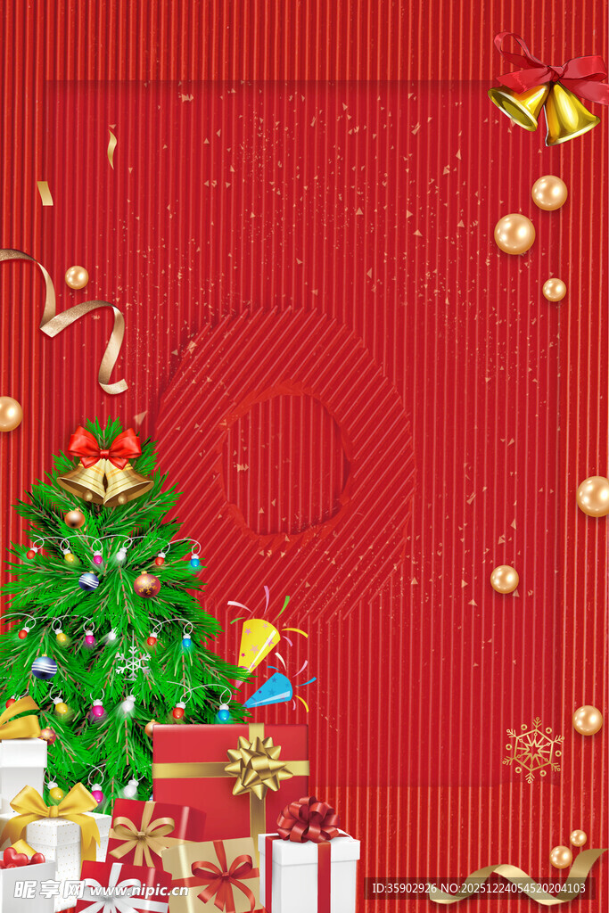红色背景的圣诞装饰场景