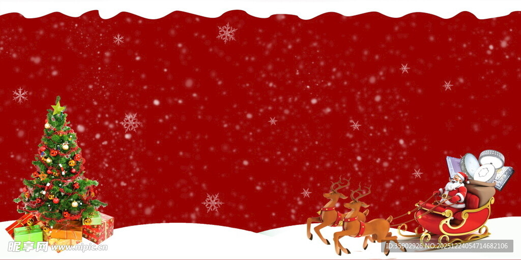 圣诞主题红色背景装饰图