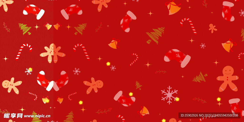 红色圣诞元素背景图