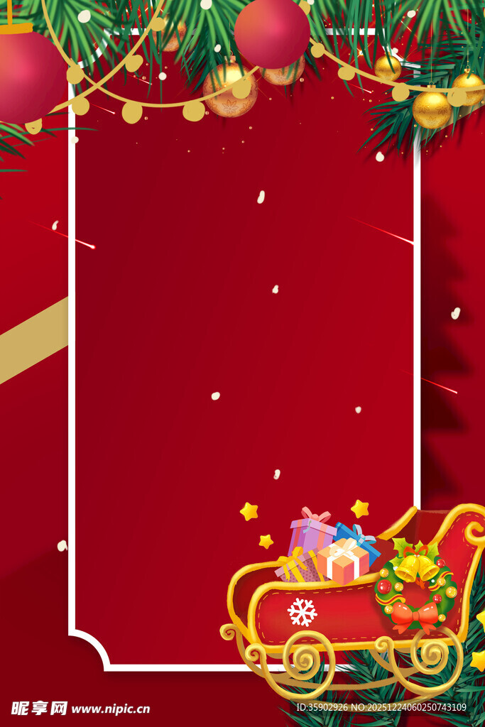 圣诞主题红色背景装饰图