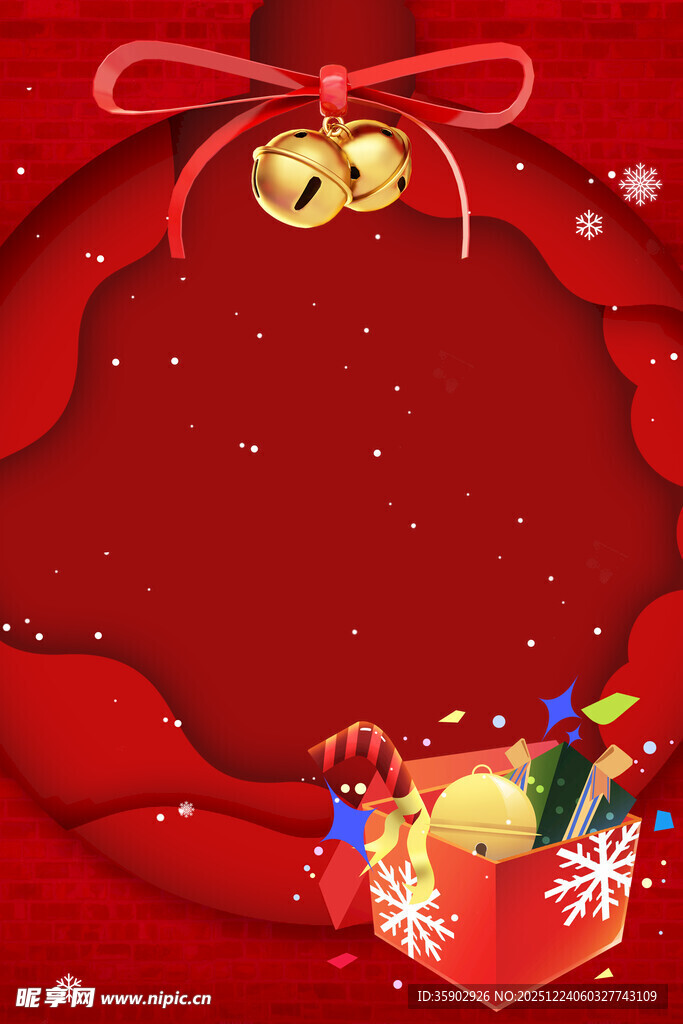 红色圣诞装饰背景图
