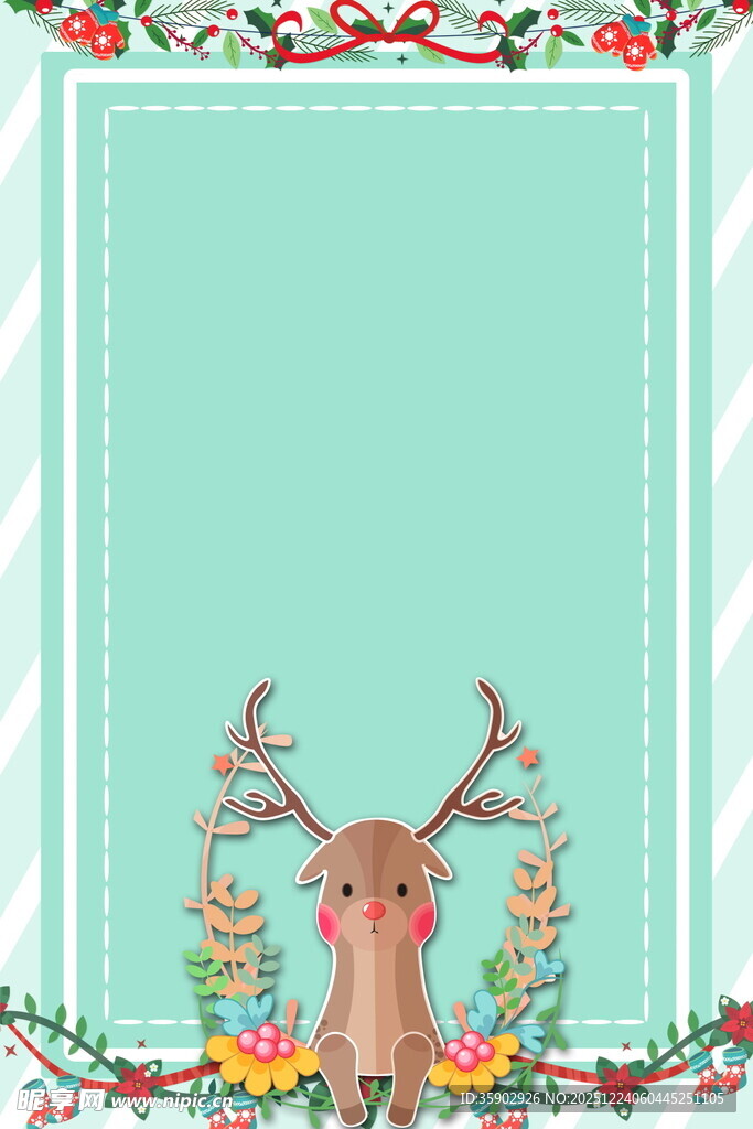 圣诞小鹿装饰边框背景图