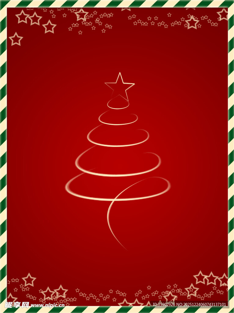 简约红色背景圣诞树图案