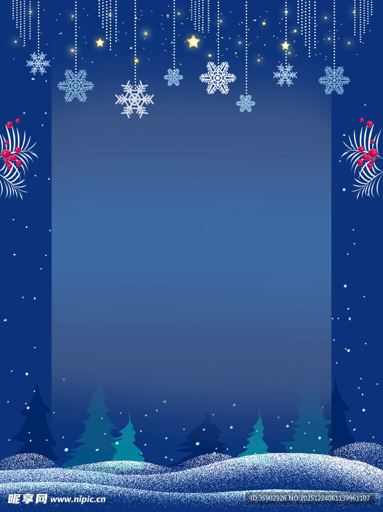 冬日雪景圣诞风背景图
