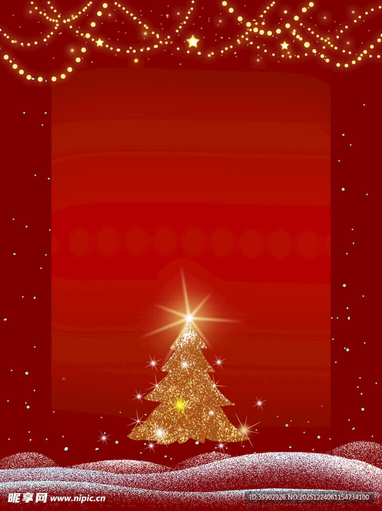 红色背景的璀璨圣诞树