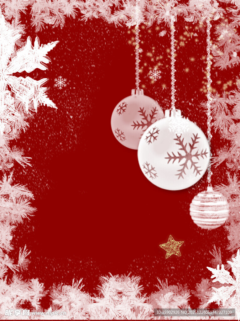 红色圣诞装饰背景图