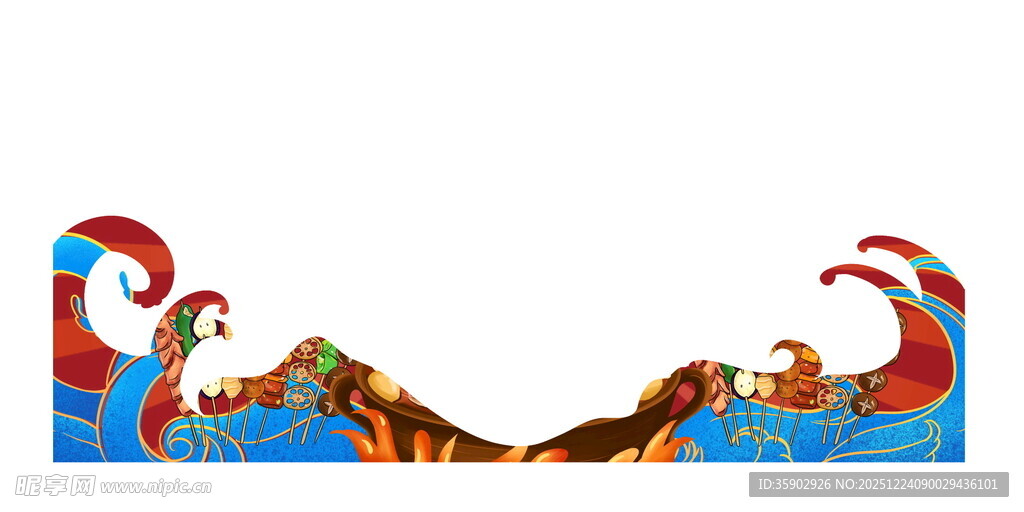 传统风格海浪山峰装饰图案