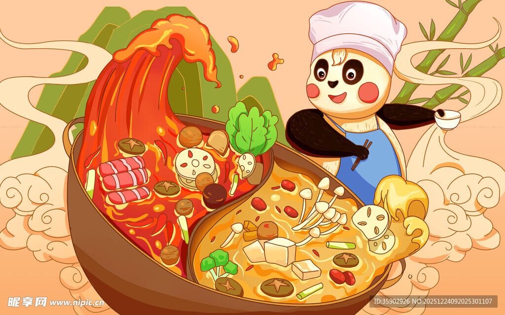 熊猫大厨烹制丰盛美食