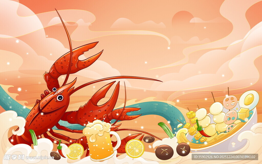 美味小龙虾与多样美食