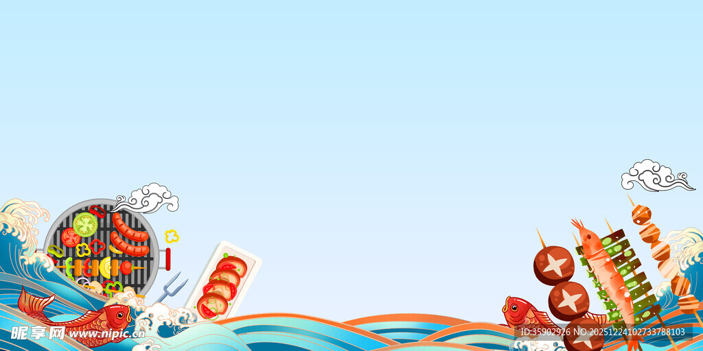 国潮风节日装饰插画