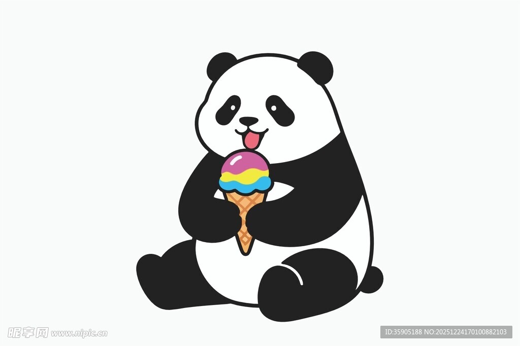 熊猫吃冰淇淋
