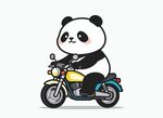 熊猫骑摩托车