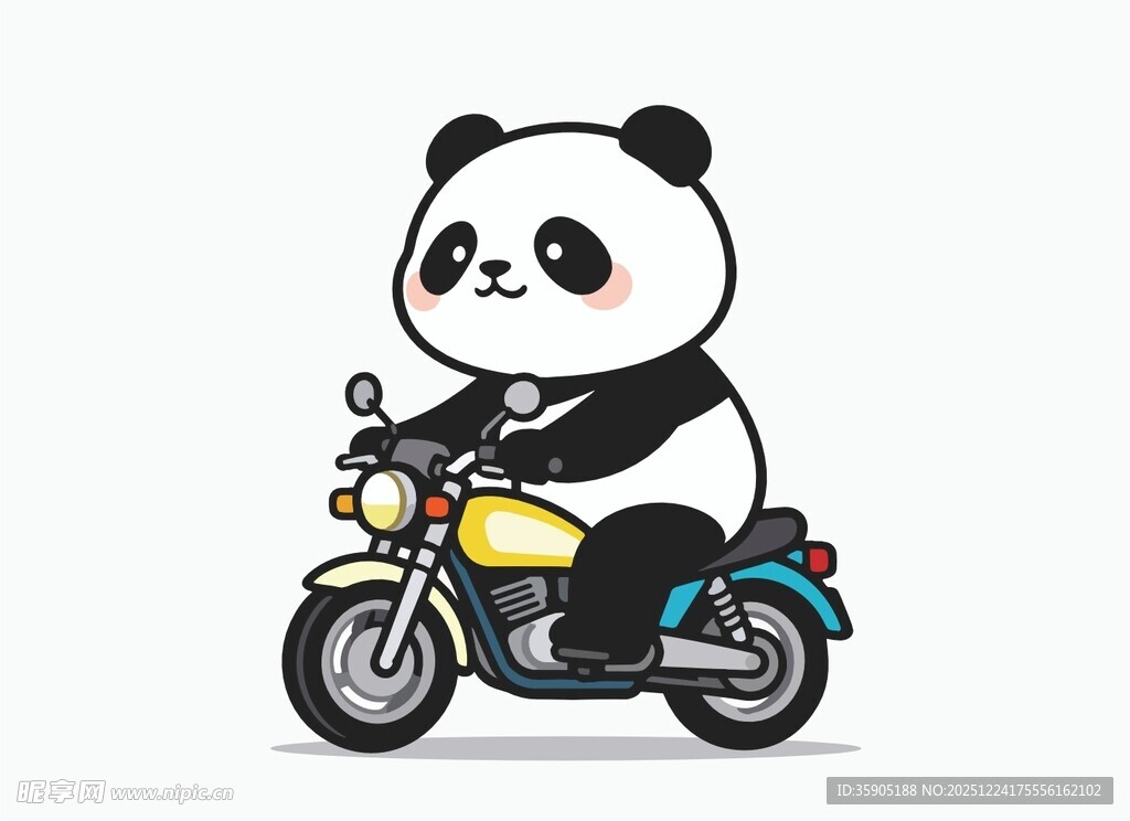 熊猫骑摩托车