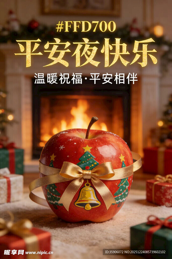 平安夜苹果礼物温馨场景