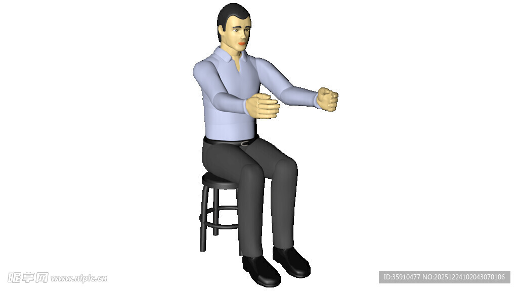 男士作业员人物坐立操作3D透明