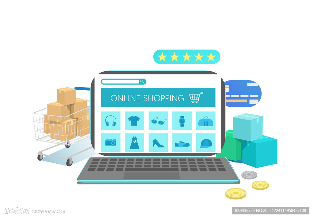 购物场景矢量图