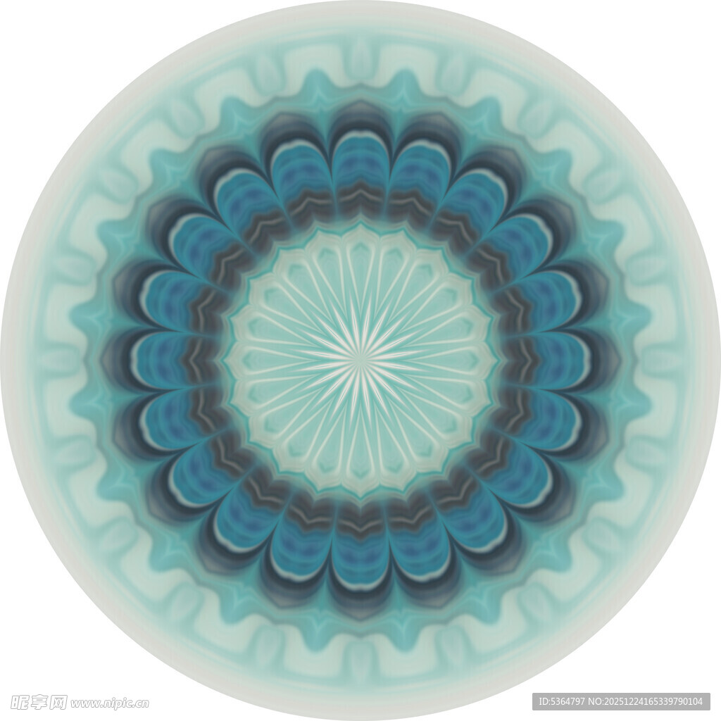 蓝绿色圆形花纹装饰图案