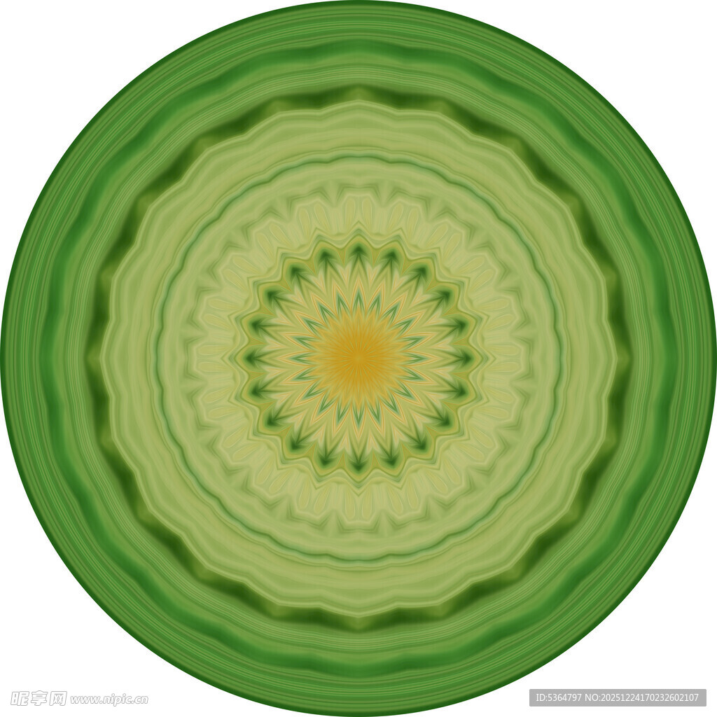 绿色圆形绚丽花纹图案