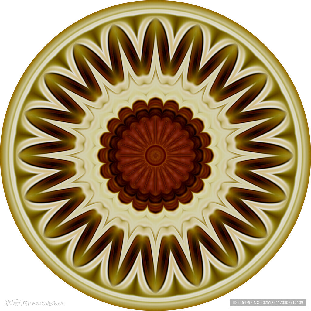 复古圆形花纹装饰图案