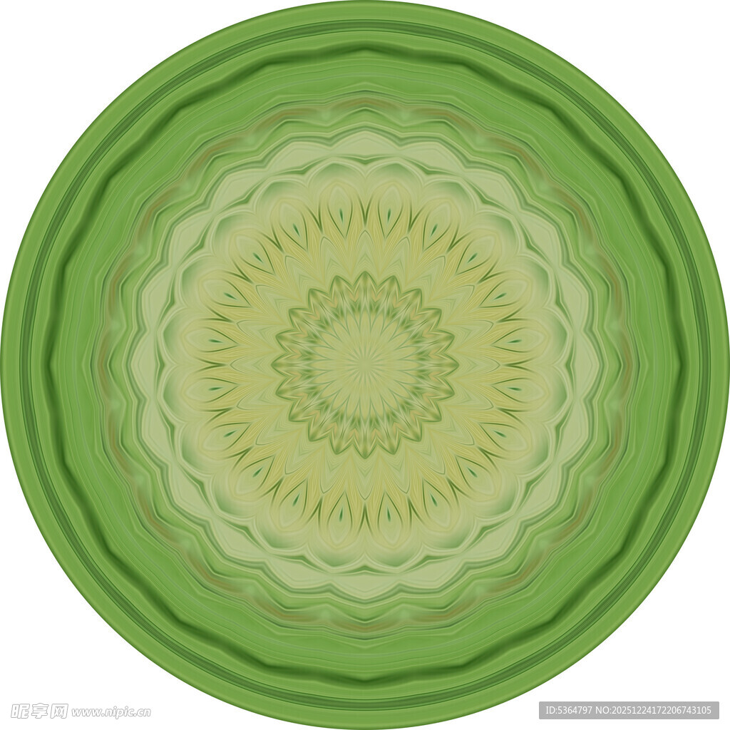 绿色圆形曼陀罗花纹图案