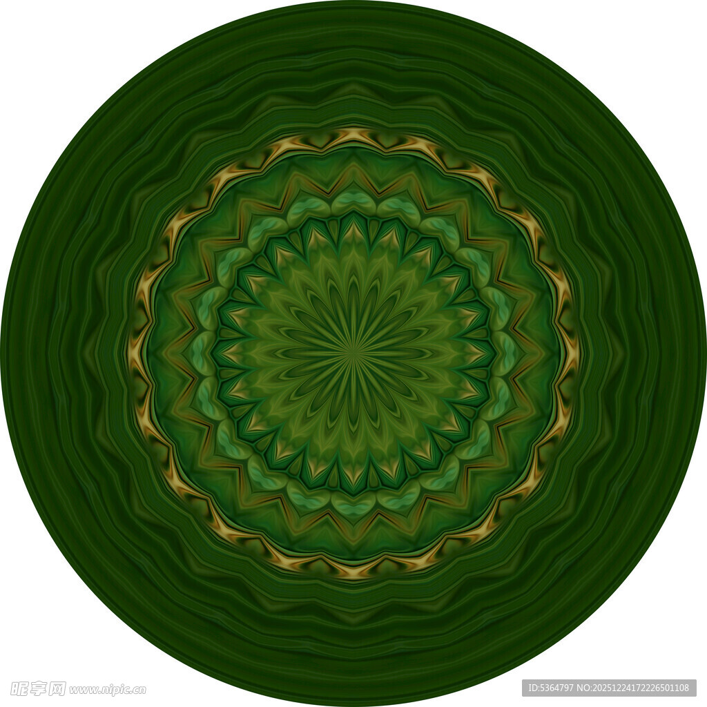 绿色圆形曼陀罗图案