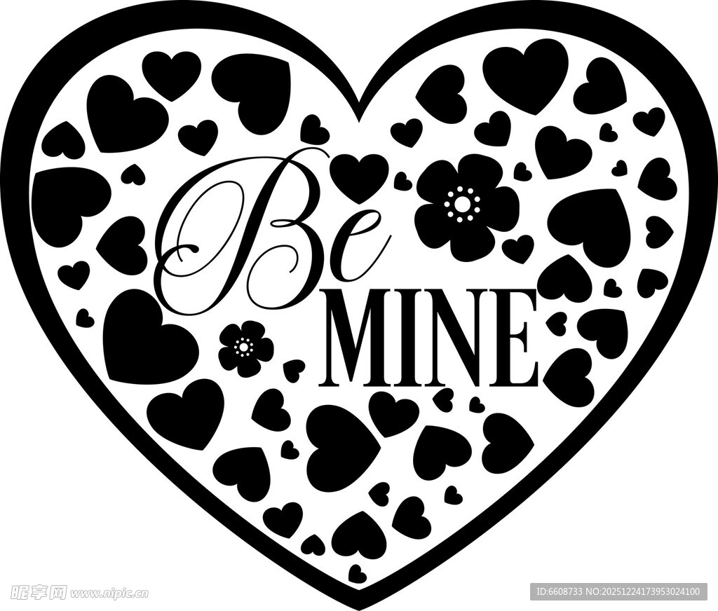 心形图案Be Mine字样