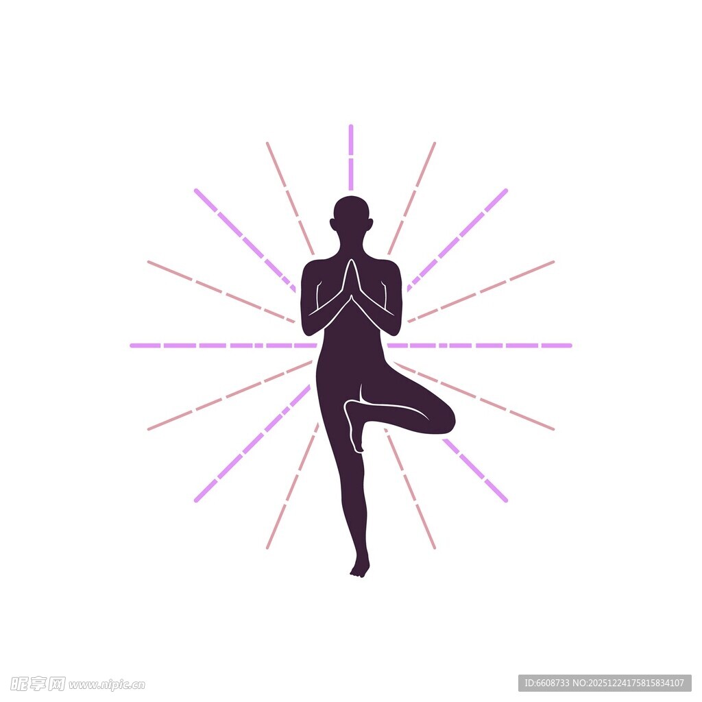 瑜伽冥想人物剪影