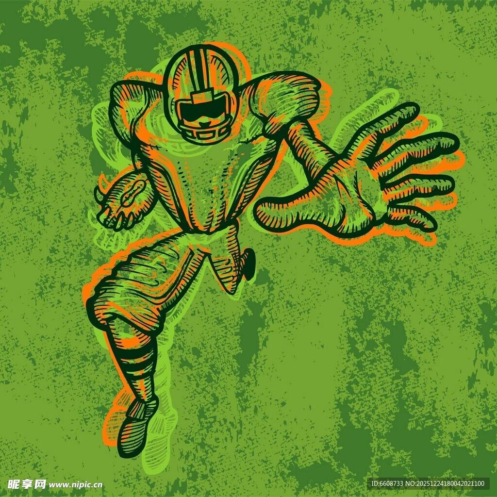 橄榄球运动员动态插画