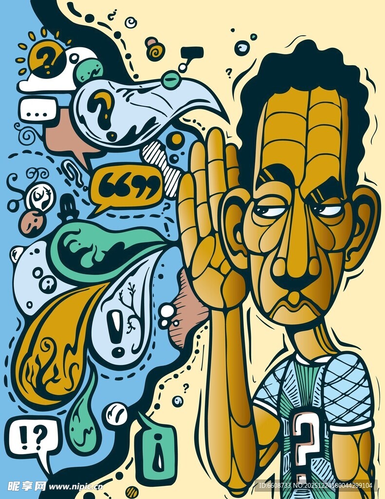 卡通风格人物与多彩背景