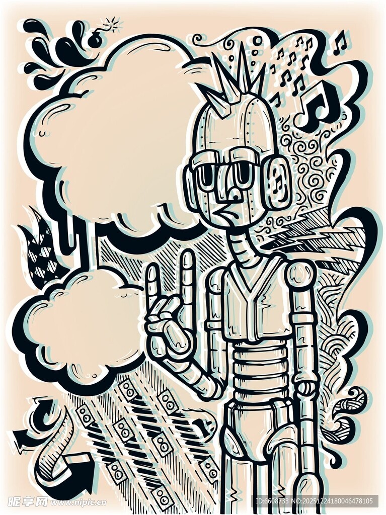 卡通风格的机械人物插画