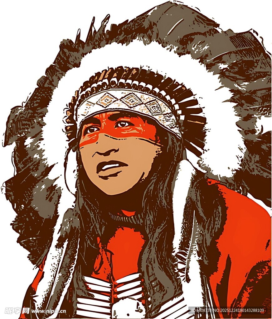 印第安勇士形象插画