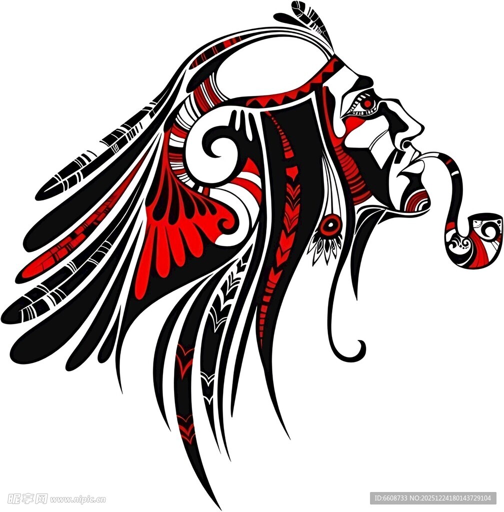 印第安风格图腾头像