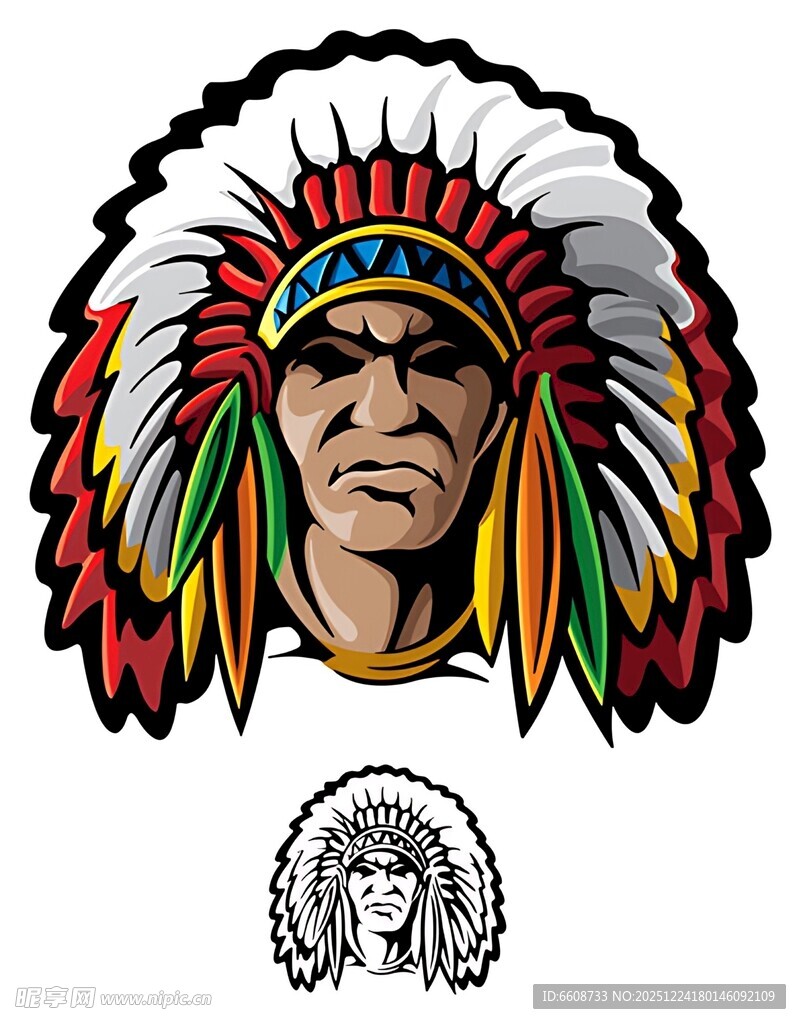 印第安酋长头像图案设计