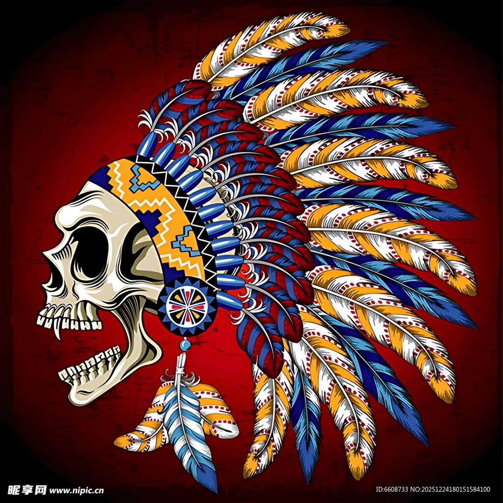 印第安骷髅羽毛头饰