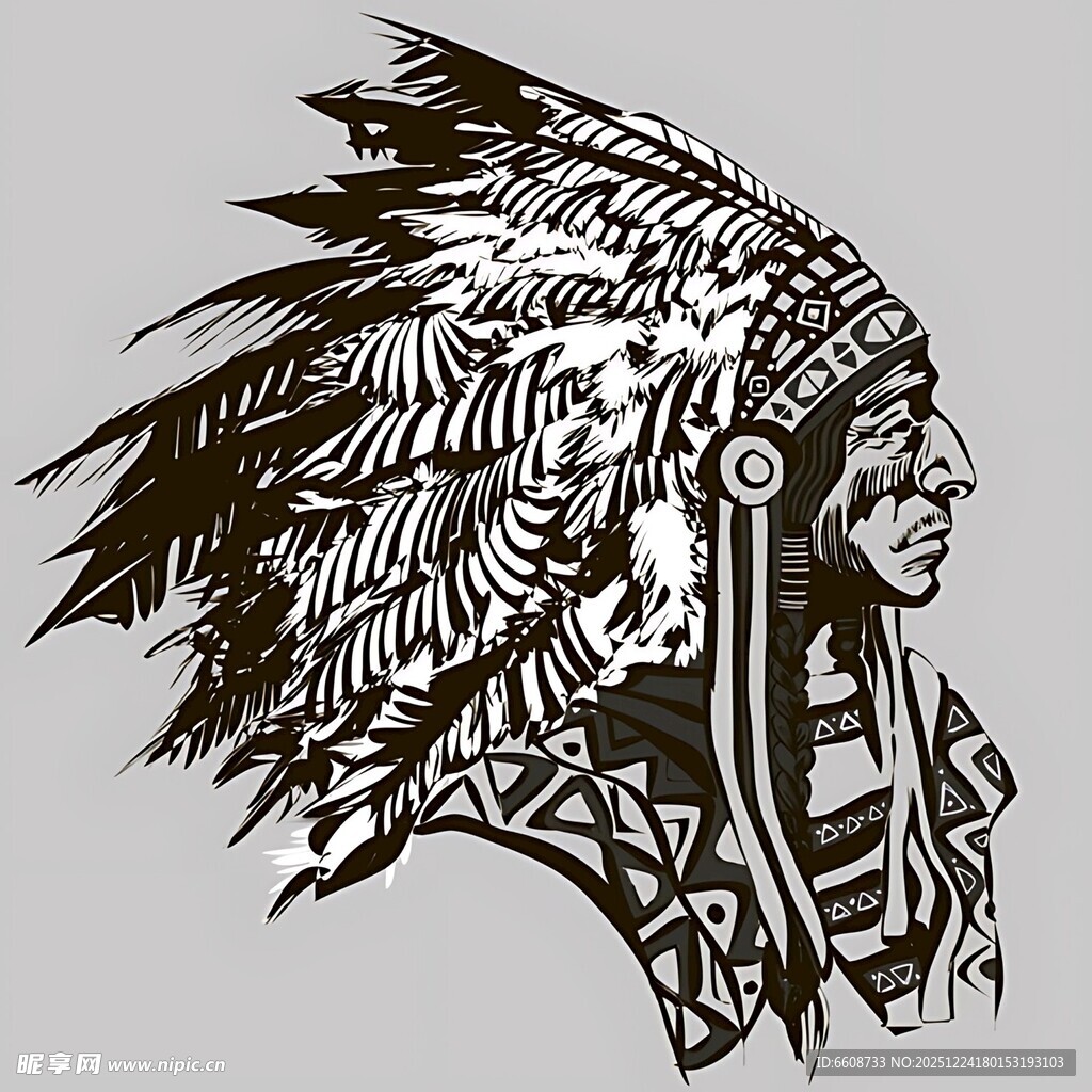 印第安人羽毛头饰图案